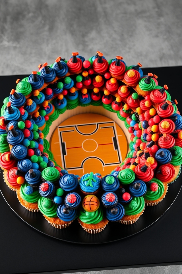 tiered circular basketball display