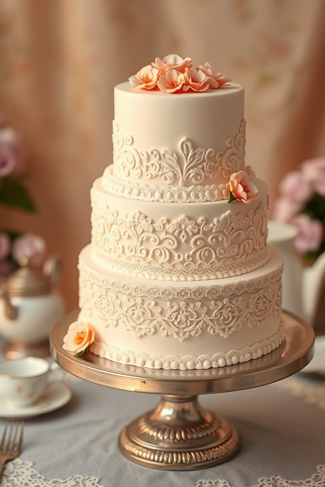 timeless elegant lace cakes