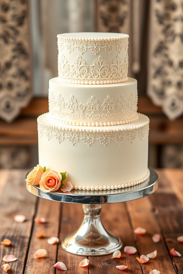 timeless elegant lace cakes