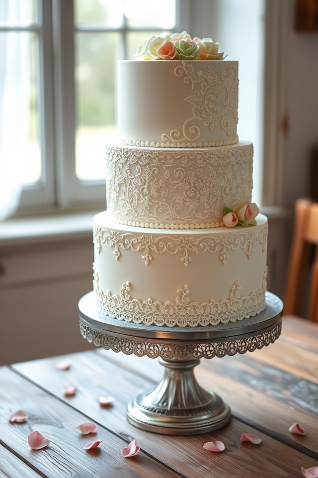 timeless elegant lace cakes