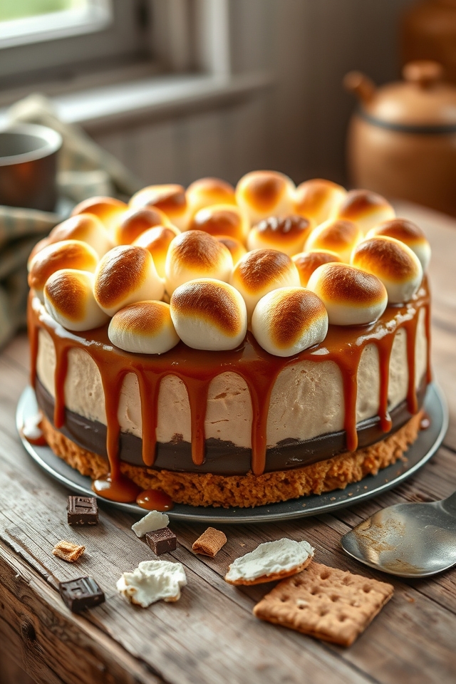 toasted marshmallow s mores cheesecake