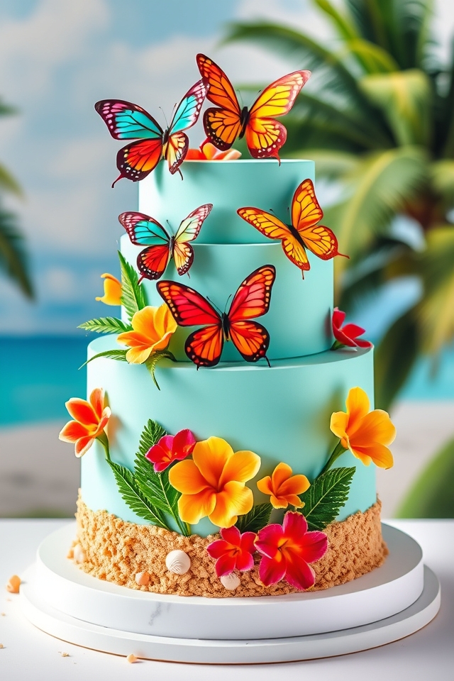 tropical butterfly paradise cake