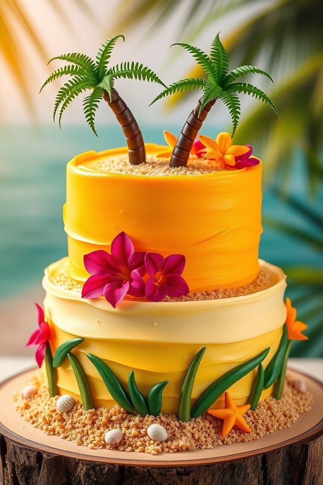 tropical paradise getaway cake