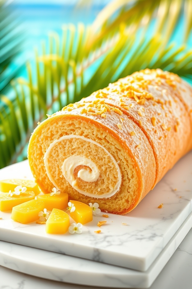 tropical pina colada roll cake