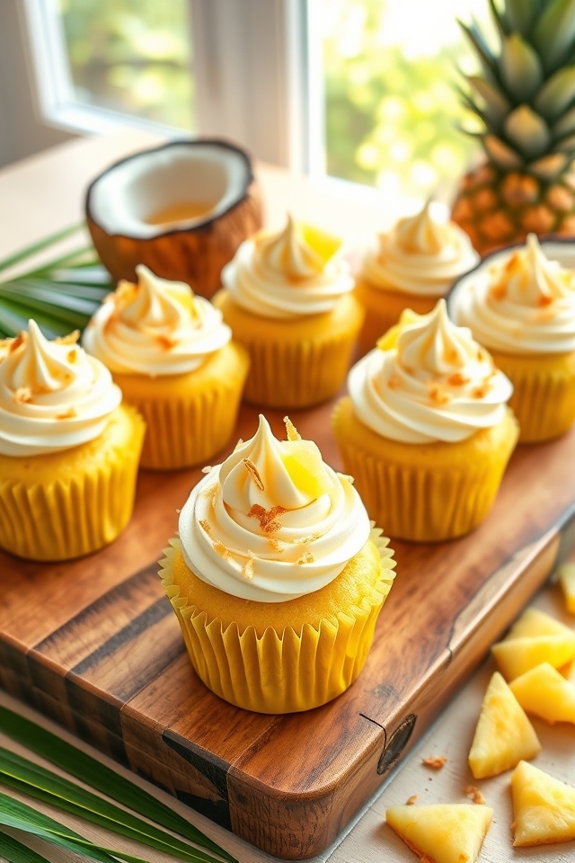 tropical pineapple coconut cupcakes