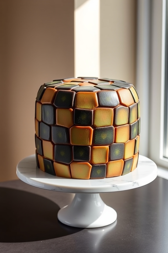 turtle shell patterned cake