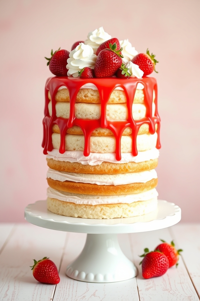vanilla strawberry sundae cake