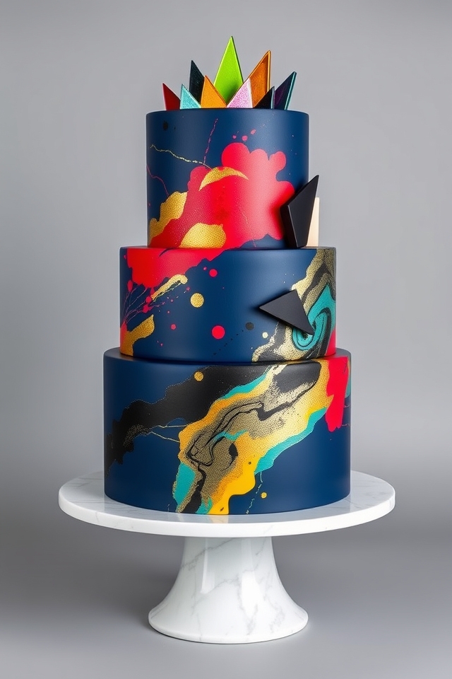 vibrant abstract cake masterpieces