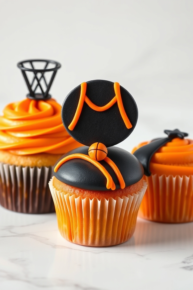 vibrant basketball team cupcakes