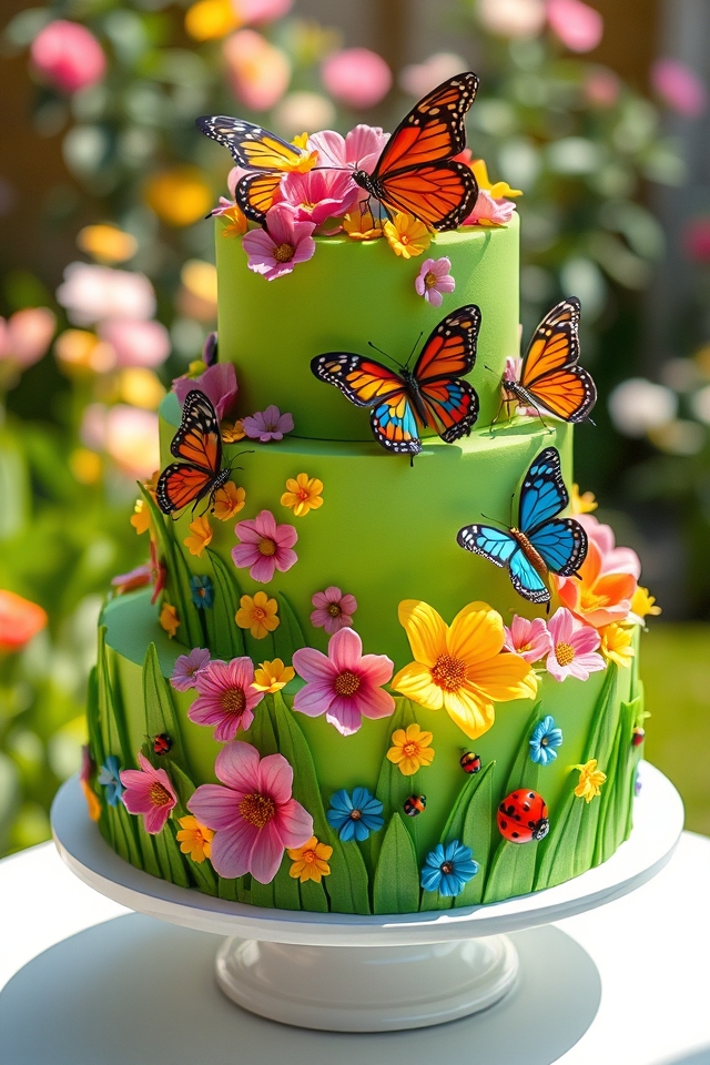 vibrant butterfly garden scene