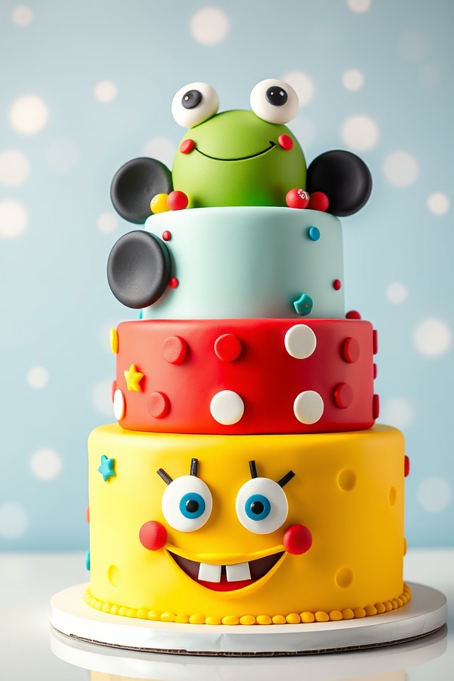 vibrant cartoon character cakes