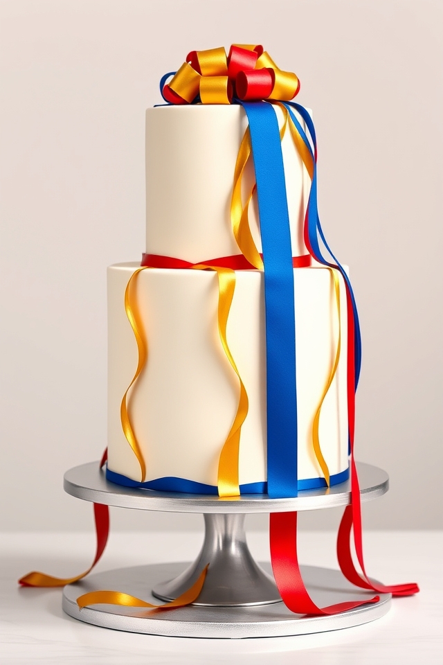 vibrant cascading ribbon victory