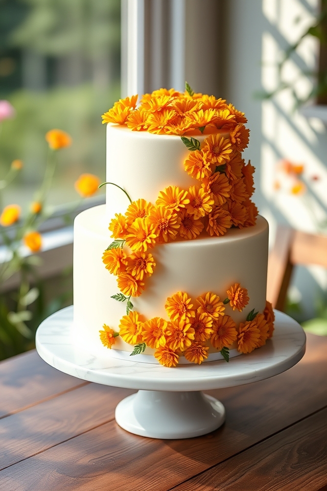 vibrant cheerful marigold blooms