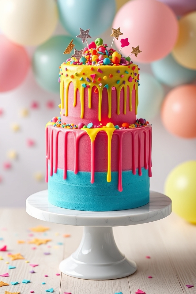 vibrant colorful bff cake