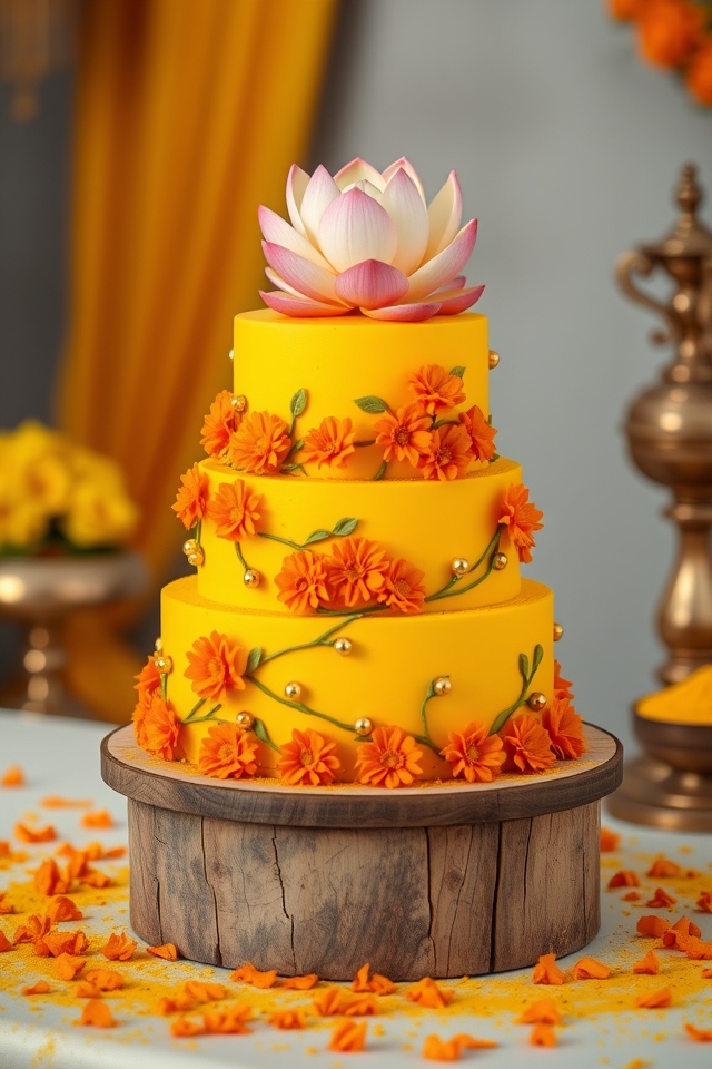 vibrant floral haldi motifs