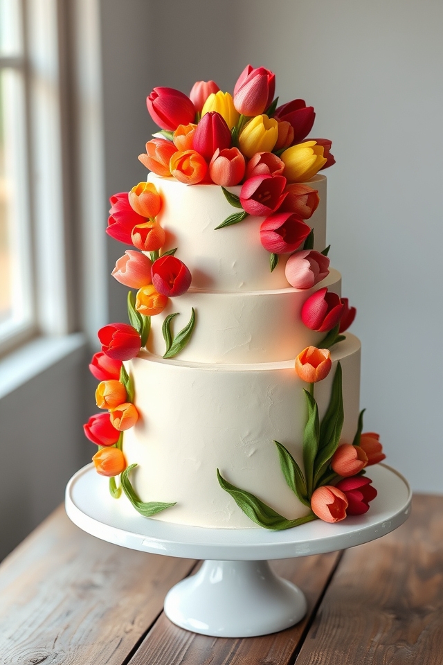 vibrant hand piped tulip masterpiece