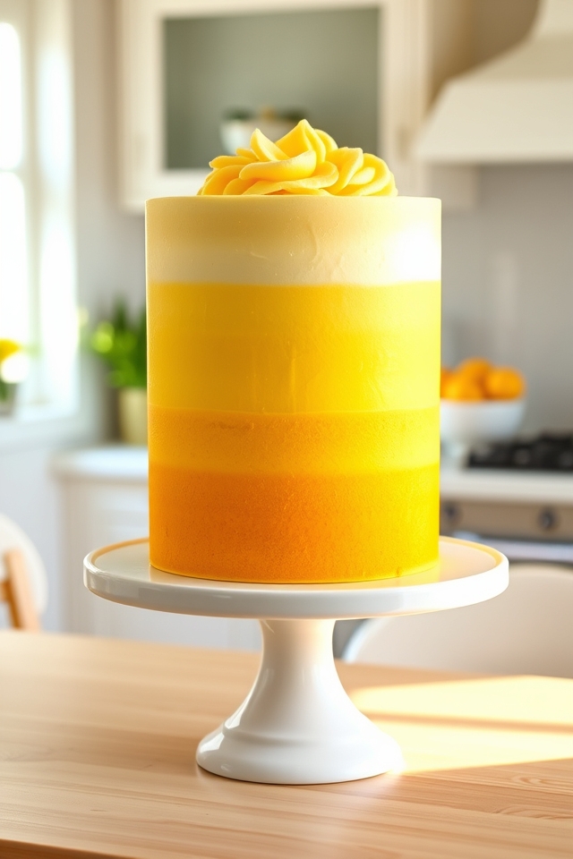 vibrant lemon ombre cake