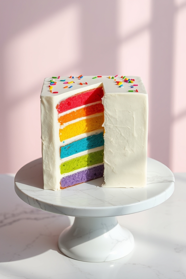 vibrant multi colored layer cakes