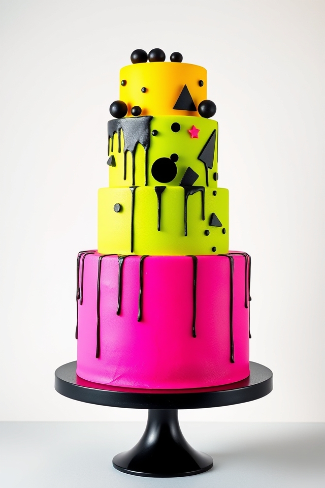 vibrant neon pop cakes