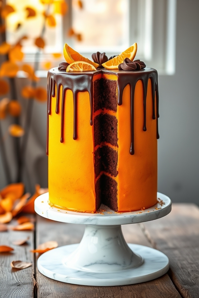 vibrant orange and chocolate