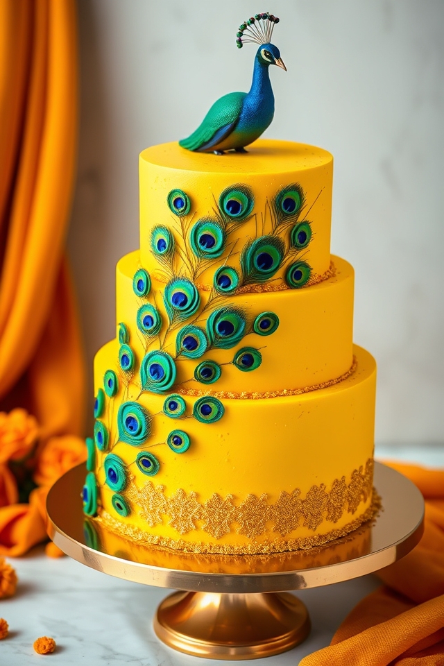 vibrant peacock haldi elegance