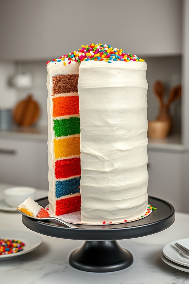 vibrant rainbow layer cakes