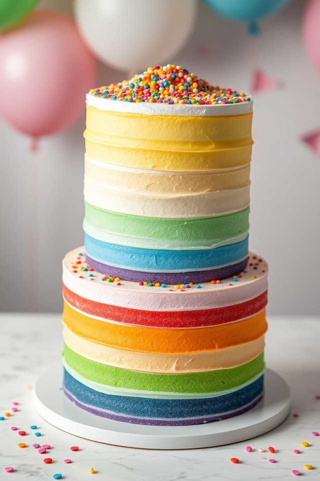 vibrant rainbow layers cake
