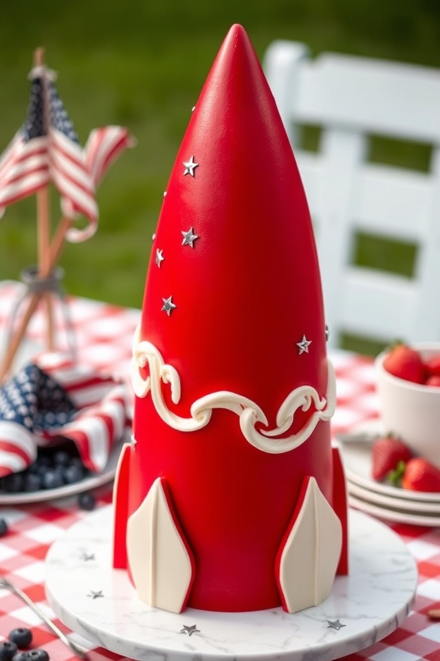 vibrant red rocket cake