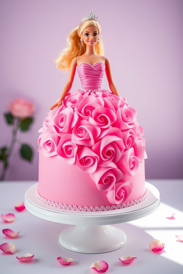 vibrant ruffled barbie cake
