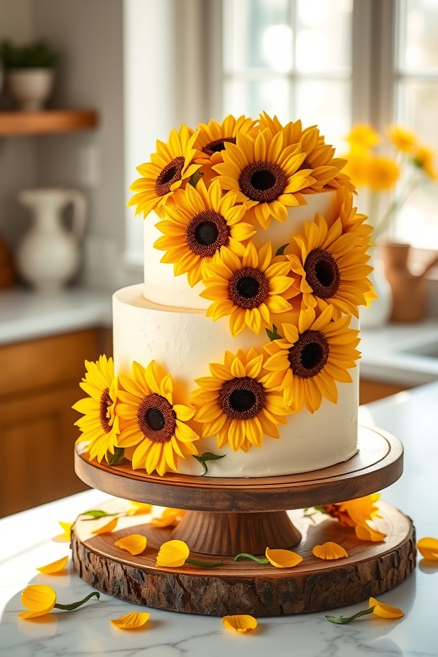 vibrant sunflower cheer cake