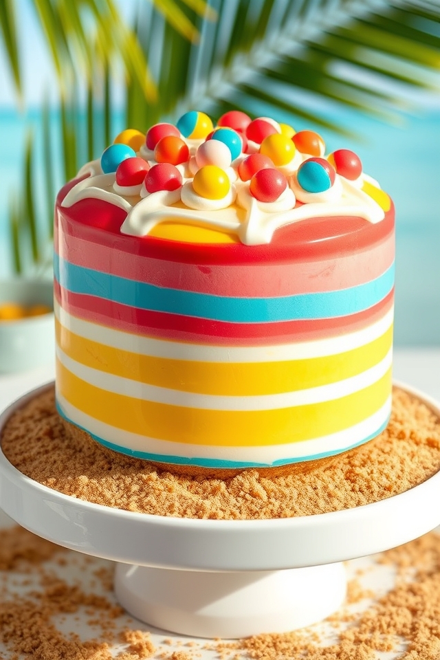 vibrant tropical beach ball cake