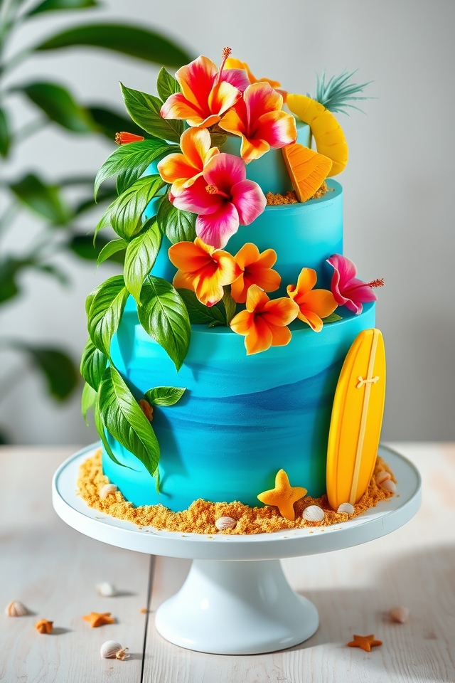 vibrant tropical beach cake