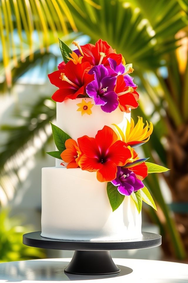 vibrant tropical bloom cake