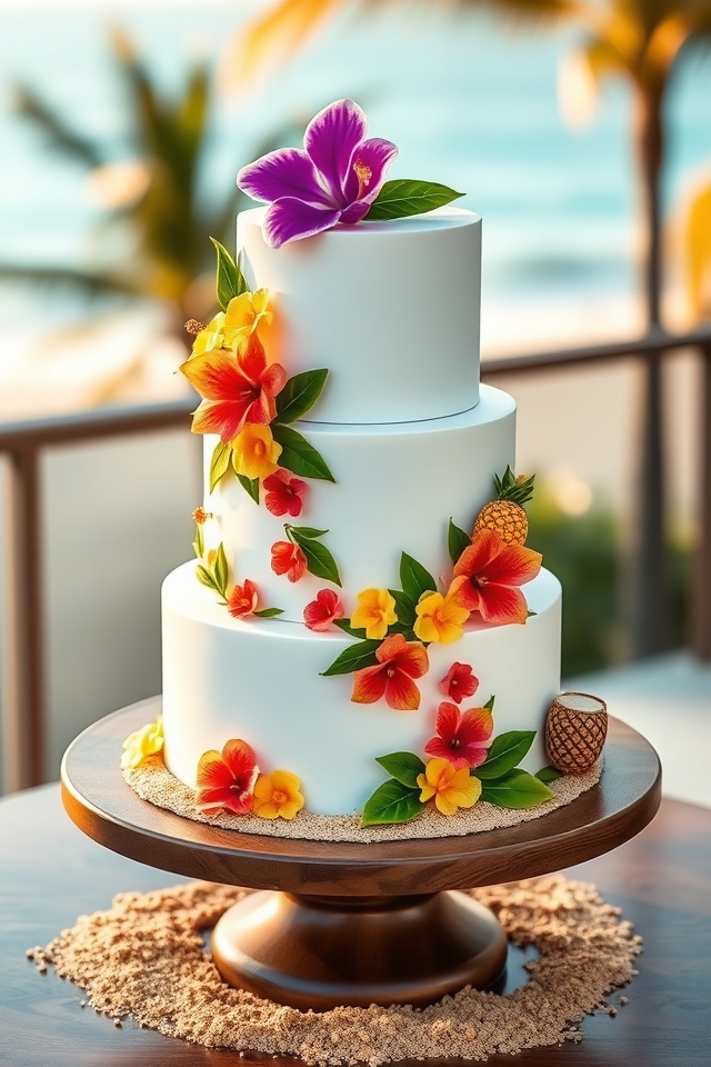 vibrant tropical island cake