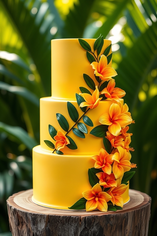 vibrant tropical leaf accents