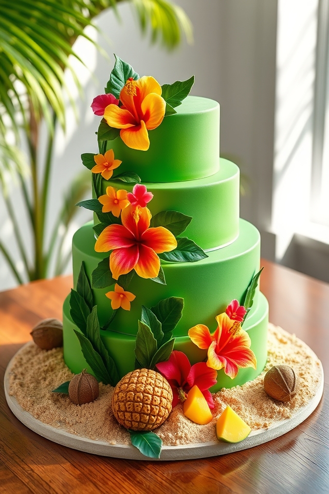 vibrant tropical paradise cake