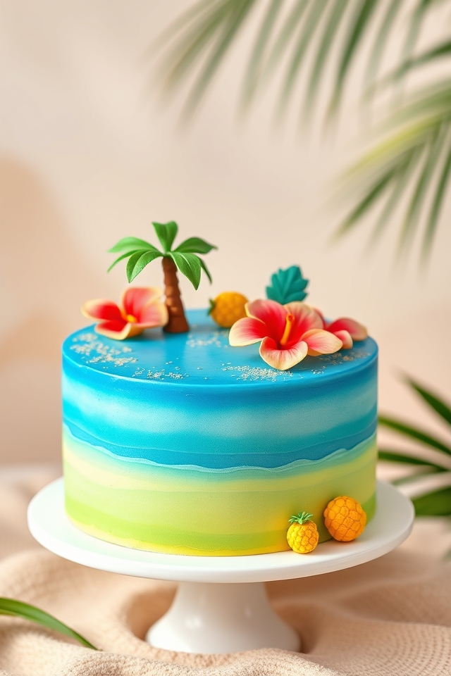 vibrant tropical paradise cake