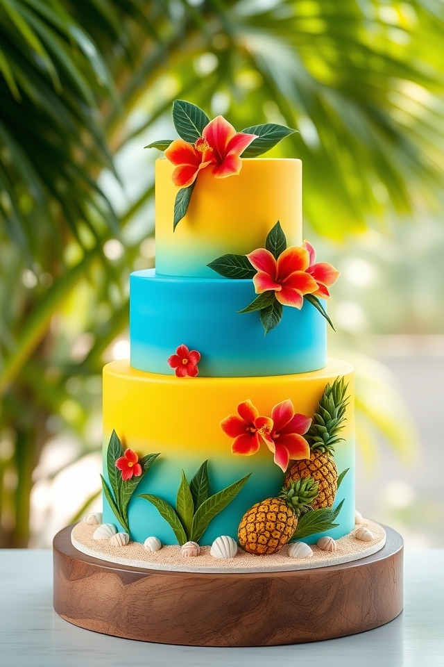 vibrant tropical paradise cake