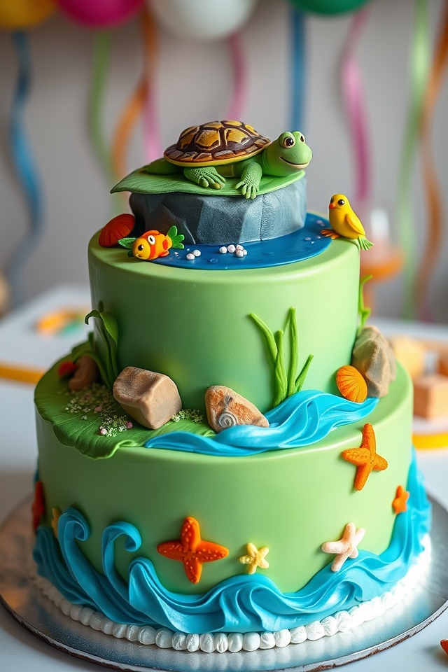 vibrant turtle and friends