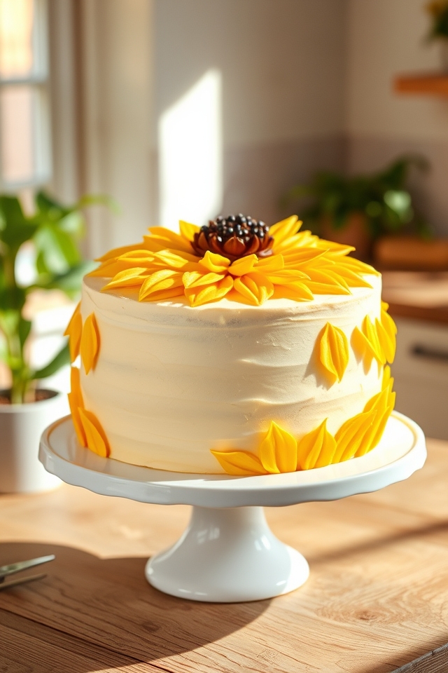 vibrant yellow sunflower cake