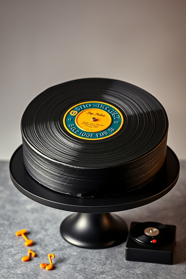 vintage vinyl record cake