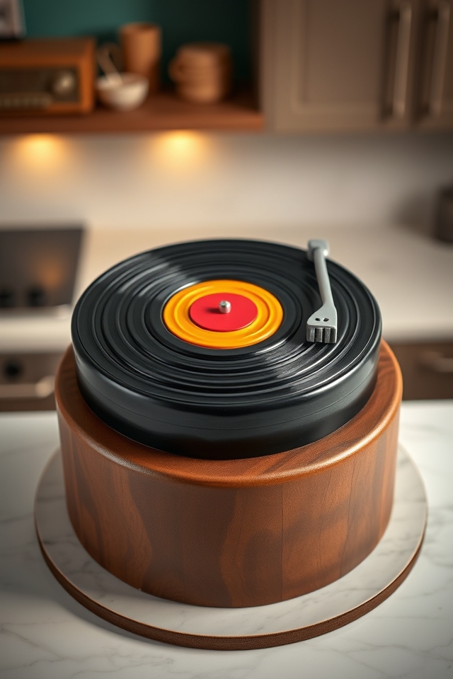 vintage vinyl record cake