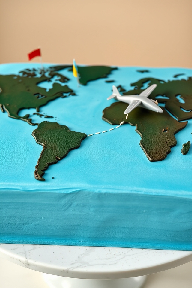 wanderlust world map cake