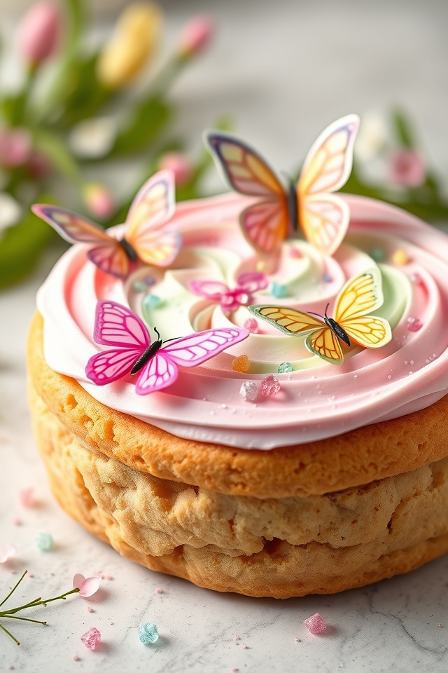 whimsical butterfly buttercream cookie