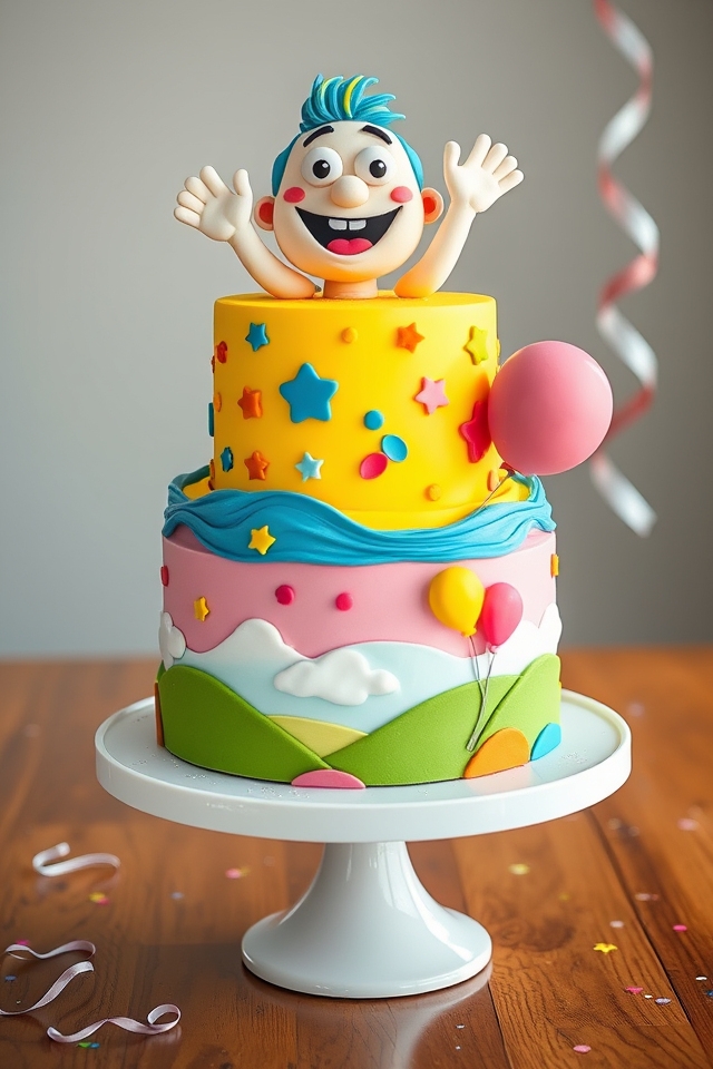 whimsical cartoon character cake