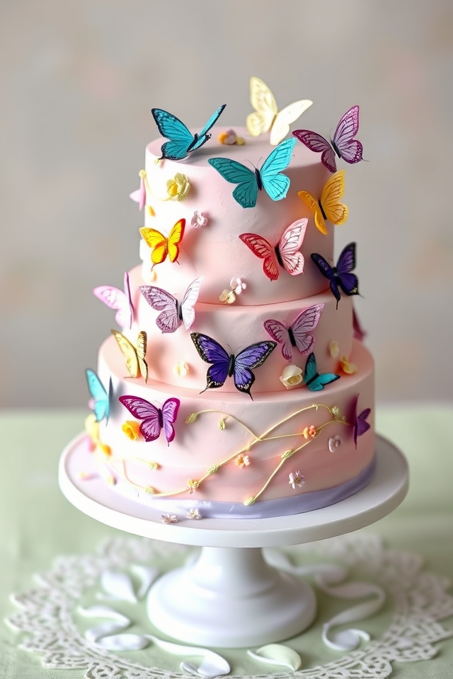 whimsical colorful butterflies fluttering