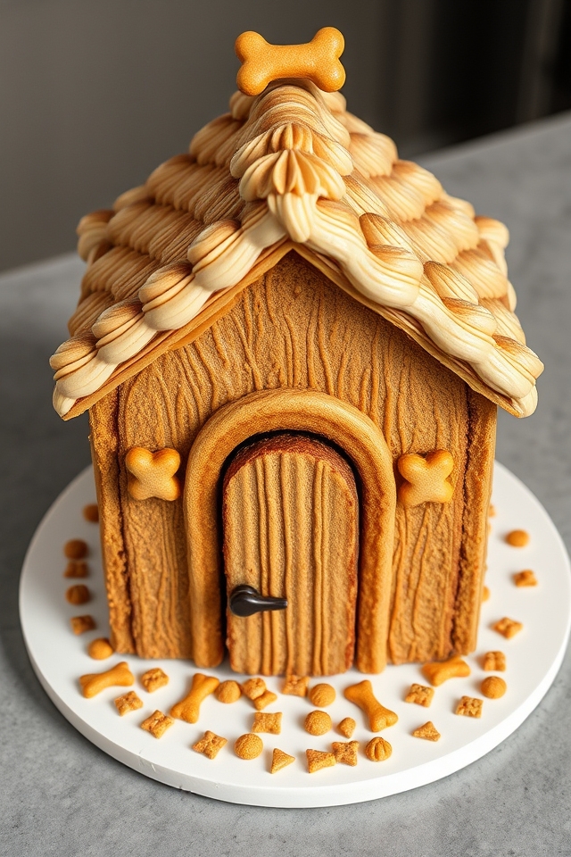 whimsical doghouse shaped cake