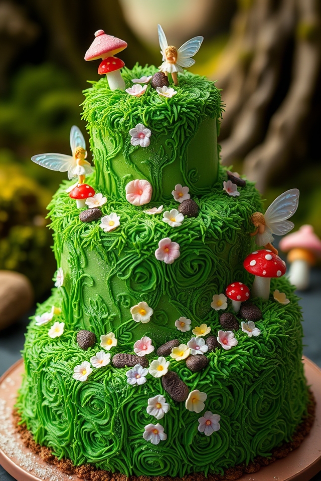 whimsical fairy garden cake