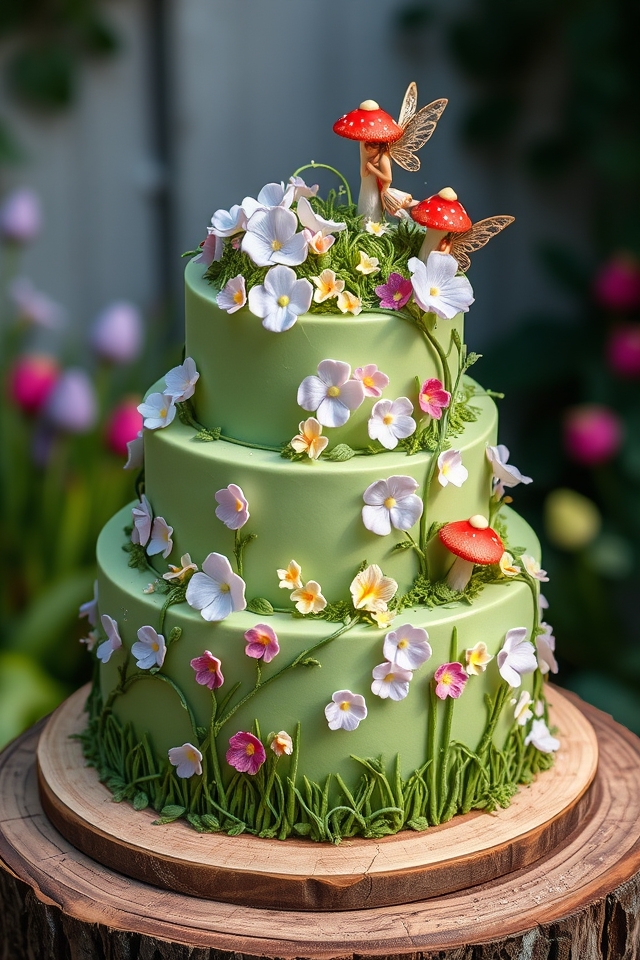 whimsical fairy garden cake