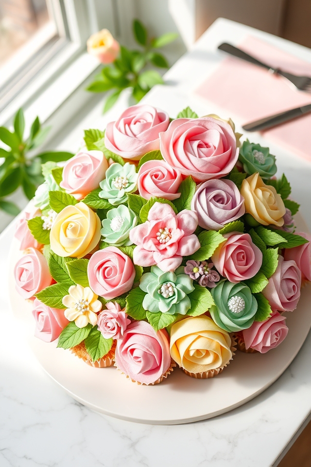 whimsical floral cupcake garden
